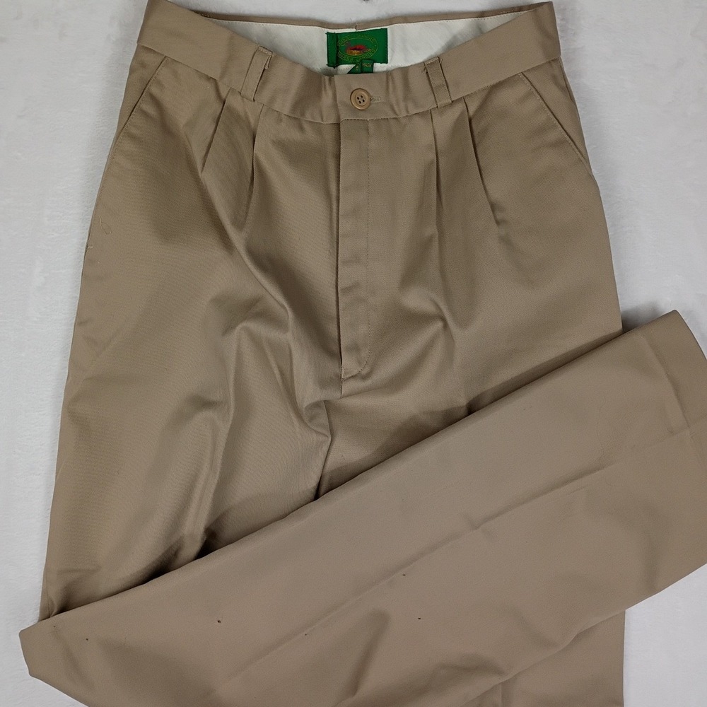 Marsh Landing Vintage Pleated Chino Trousers Khaki Tan Straight Leg Size 11